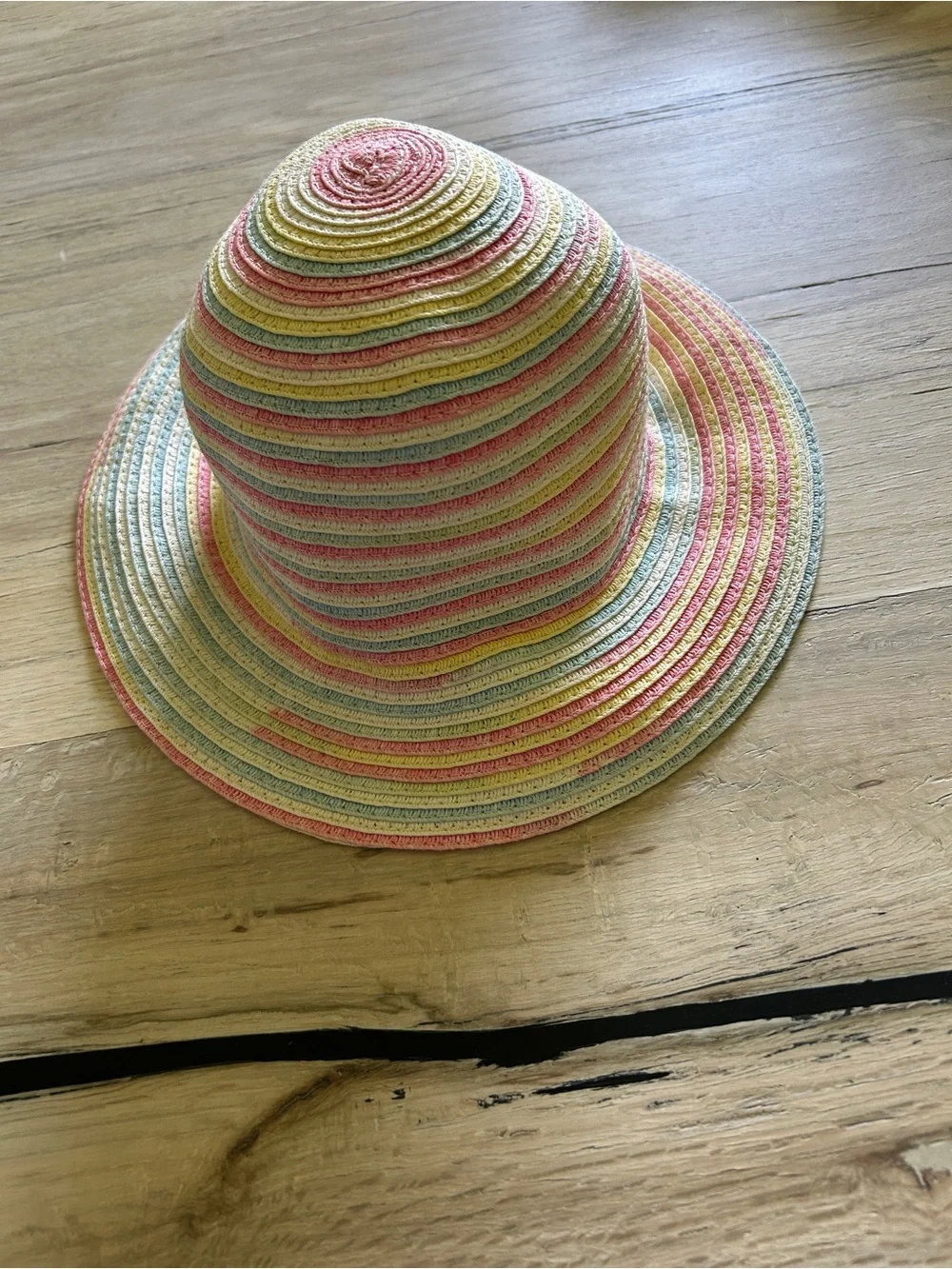 Girls Straw Hat with Multi Color Stripes